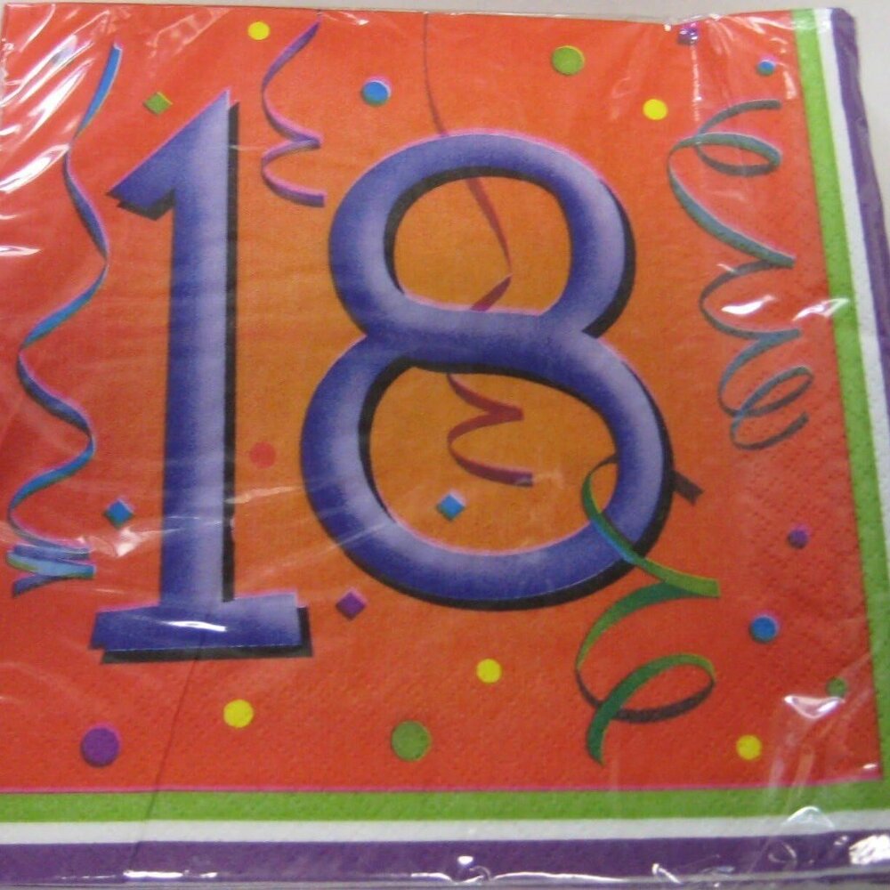Unique 18th Birthday Luncheon Napkins Party Supplies 16 Count